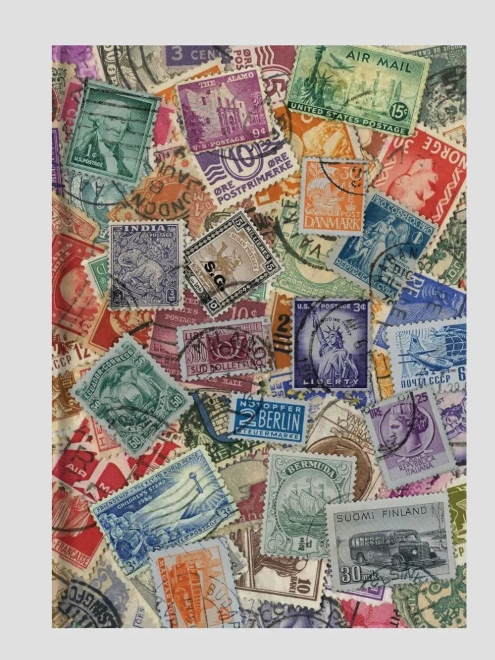 Lake Press Hard Cover Vintage Postage Stamp Print Textured Indented Journal